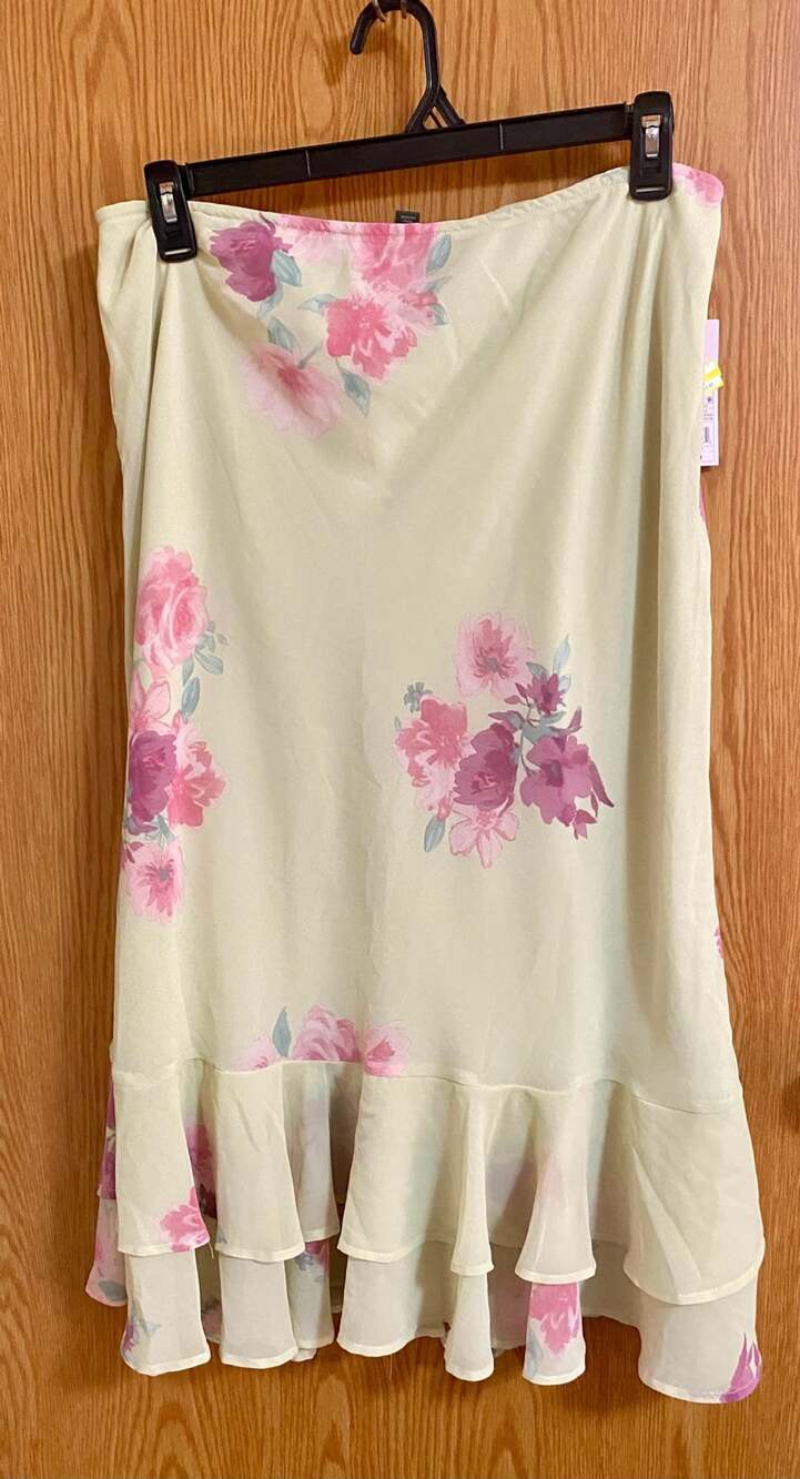 Wild Fable Floral Print Ruffle Hem Midi Skirt